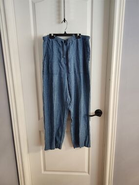 Vintage Ralph Lauren Blue Striped Drawstring Pants